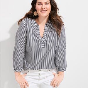 Vineyard Vines Seersucker Savannah Striped‎ Popover, size Medium, Black/White